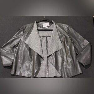 Classiques Entier Plonge black Leather & Herringbone Jacket Women’s Size XL